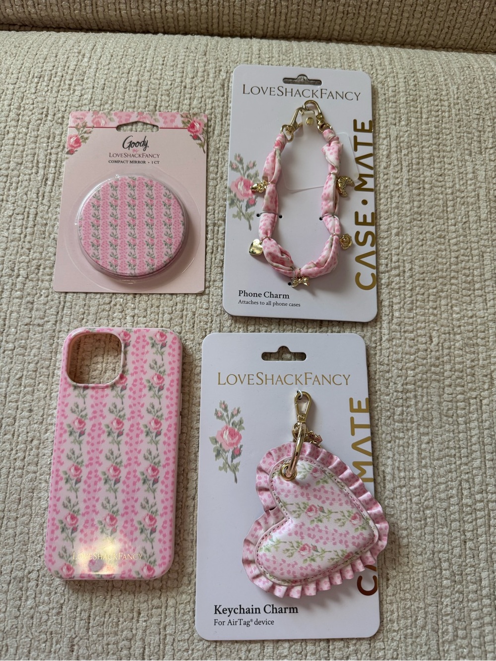 LoveShackFancy X Target collab Bundle mirror, phone case, charm, AirTag…